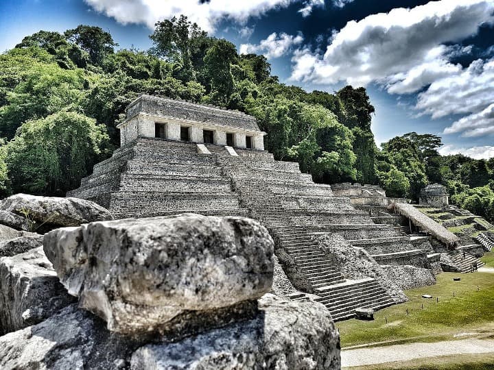 ruinas de una pirámide en medio a vegetación en palenque, méxico - weroad
