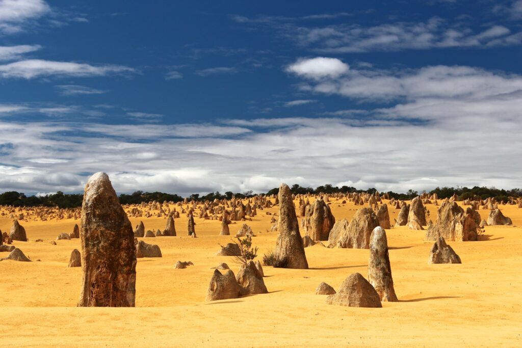 desierto de los pinnaculos, formaciones de roca ne medio de arena - weroad