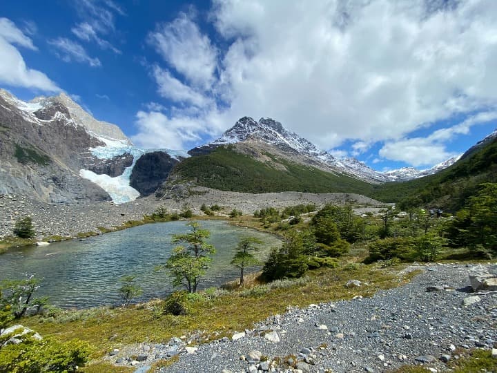 montañas, lago y arboles en el parque nacional torres del paine, algo que ver en chile